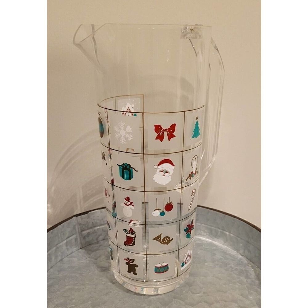 Culver Encounters Christmas Potpourri Pitcher Acrylic Vintage
